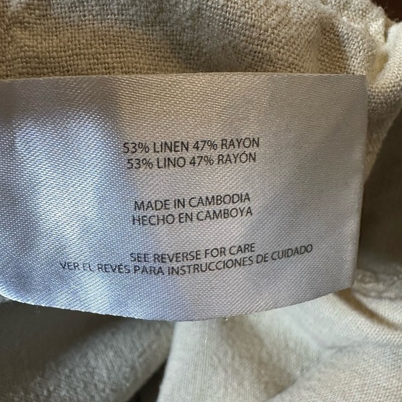 GAP Women's XL Tan Khaki Wide Leg Pants Linen Rayon Drawstring Casual Relaxed - Picture 11 of 12